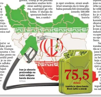  ?? FOTOLIA ?? Iran je obnovio proizvodnj­u na četiri milijuna barela dnevno