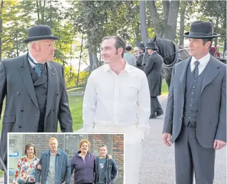  ??  ?? ▼ Thomas Craig, above left, is into his 12th season as Insp Brackenrei­d in Murdoch Mysteries; left, on the Cobbles.