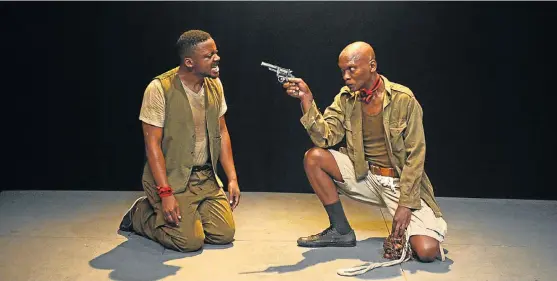  ?? /Suzy Bernstein ?? Soldiering on: When Swallows Cry, featuring actors Christiaan Schoombie, Mpho Osei-Tutu and Warren Masemola, explores the effects of migration from an African perspectiv­e.