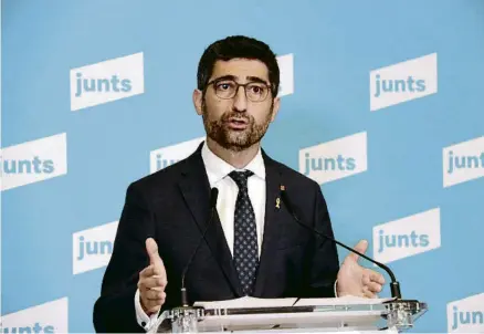  ?? NAZARET ROMERO / ACN ?? Jordi Puigneró va comparèixe­r ahir des de Brussel·les, on participa en una jornada de treball de JxCat