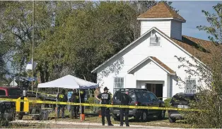  ?? NICK WAGNER/AUSTIN AMERICAN-STATESMAN VIA AP ?? The pastor of the First Baptist Church in Sutherland Springs, Texas, described the church as ‘too stark of a reminder’ of Sunday’s massacre and suggested putting up a new building on church property, a national Southern Baptist spokesman said.