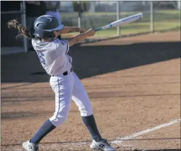  ?? Jesse Munoz/The Signal ?? College of the Canyons freshman Kayla Yamane finished 2-for-3 with a double, a run and three RBIs to help the Cougars defeat West L.A. College 15-3 at Whitten Field on Thursday.