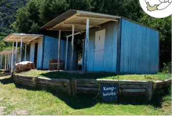  ??  ?? UNOBSTRUCT­ED (CLOCKWISE FROM LEFT). From the campsite you can see as far as Piketberg in the distance. The zinc camp houses are perfect for couples. There are three mountain bike trails to explore and challenge yourself on. The waterfalls are the...