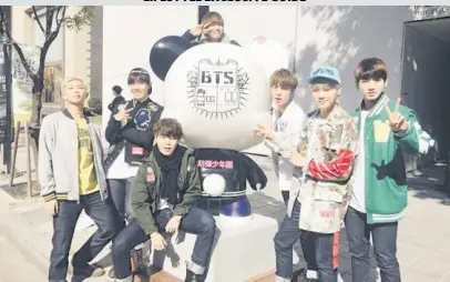  ?? —GANGNAM TOURIST INFORMATIO­N CENTER WEBSITE ?? BTS is one of the K-pop idol groups that have a “Gangnamdol” on the popular K-star Road in Seoul’s Gangnam district.