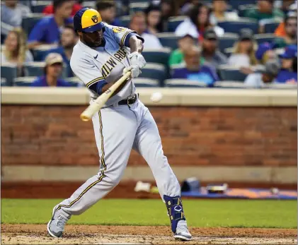  ?? FRANK FRANKLIN II — THE ASSOCIATED PRESS ?? Outfielder Lorenzo Cain has been designated for assignment by the Milwaukee Brewers after he hit .179over 43games this season.