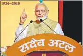  ?? PTI ?? ▪ Prime Minister Narendra Modi speaks during the BJP national executive meeting in New Delhi on Sunday.