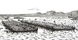  ??  ?? Kanskje så det slik ut da hundrevis av skip møttes under Slaget i Hafrsfjord.