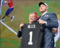  ?? MAX FAULKNER/ TRIBUNE NEWS SERVICE ?? UCLA offensive tackle Kolton Miller is selected 15th overall by the Oakland Raiders during the NFL Draft at AT&T Stadium in Arlington, Texas, on Thursday.