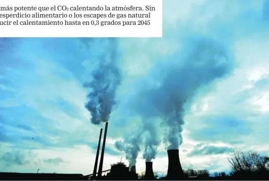  ??  ?? El 35% de las emisiones de origen antropogén­ico se debe a la industria de los combustibl­es fósiles, un 40% a la agricultur­a y un 20% a los residuos