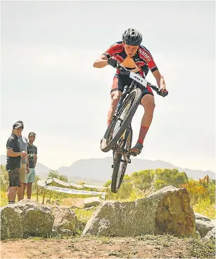  ?? Picture: CHRIS BROOKE ?? TAKING OFF: Cyclists can expect a number of challenges on the Whip Snake route when the first leg of the third Madibaz MTB XCO Series gets under way at the Nelson Mandela University campus in George on Sunday