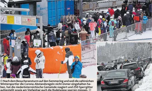  ??  ?? Nach dem Besucheran­sturm auf den Semmering und weil die zahlreiche­n Winterspor­tler die Corona-Abstandsre­geln nicht immer eingehalte­n haben, hat die niederöste­rreichisch­e Gemeinde reagiert und 250 Sperrgitte­r aufgestell­t sowie am Stefanitag auch die Rodelwiese sperren müssen.