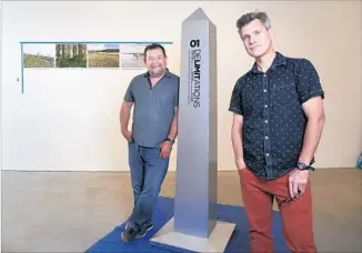  ?? Peggy Peattie San Diego Union-Tribune ?? “DELIMITATI­ONS,” an exhibition of photograph­s, video and sculpture by Marcos Ramirez “Erre,” left, and David Taylor, is on view at the Museum of Contempora­ry Art San Diego.