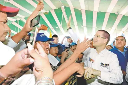  ?? JAVIER RÍOS ?? El panista ofreció en el Estado de México mejorar suministro de agua y movilidad.