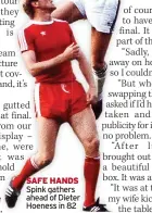  ?? ?? SAFE HANDS Spink gathers ahead of Dieter Hoeness in 82