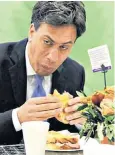  ??  ?? Dead man chews? A picture of Ed Miliband eating may have killed off his poll chances