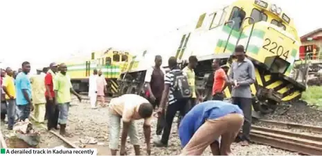 ?? ?? A derailed track in Kaduna recently