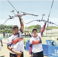  ?? FUENTE EXTERNA ?? Daniel Martínez recurvo. y Stefany Jerez, campeones de dobles mixtos arco