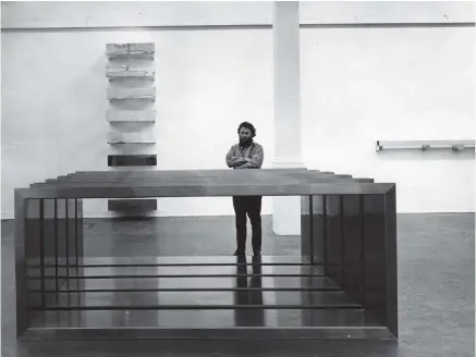  ??  ?? Donald Judd at an exhibition of his work at the Whitechape­l Gallery, London, 1970