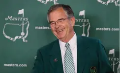  ?? Associated Press ?? n Augusta National Chairman Billy Payne smiles during a news conference April 6, 2016, at the Masters golf tournament in Augusta, Ga. Payne announced Wednesday that he is retiring as chairman of the Augusta National Golf Club.