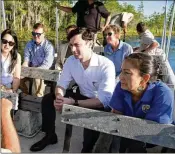  ?? DEPARTMENT OF THE INTERIOR ?? U.S. Secretary of the Interior Deb Haaland (right) and Sen. Jon Ossoff visit the Okefenokee. Ossoff says the state must deny mining permits.