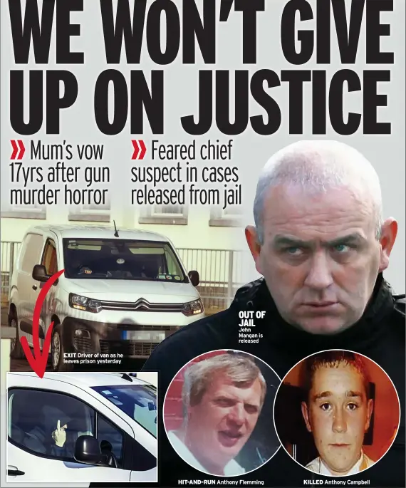  ?? ?? HIT-AND-RUN
OUT OF JAIL John Mangan is released
Anthony Flemming
KILLED
Anthony Campbell