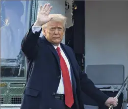  ?? Mandel Ngan / AFP via Getty Images ?? Former President Donald Trump leaves Washington Jan. 20.