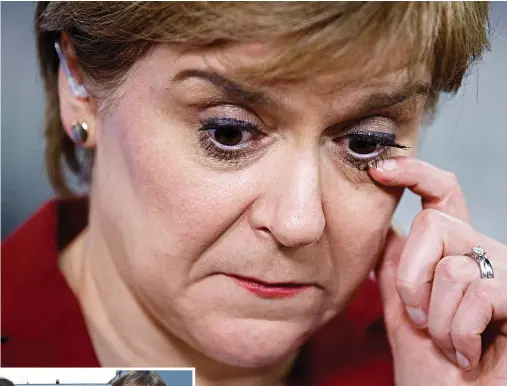  ??  ?? A silent tear? SNP leader Nicola Sturgeon after losing 21 MPs at a stroke