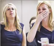  ??  ?? SARAH KEY-MARER, left, the girl’s mother, reacts as she and friend Annette Watling hear the verdict.