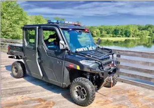  ?? Submitted Photo ?? Blackstone’s new Polaris off-road vehicle is being used for patrols and search and rescues in areas not accessible by full-size vehicles, including the Blackstone River Greenway