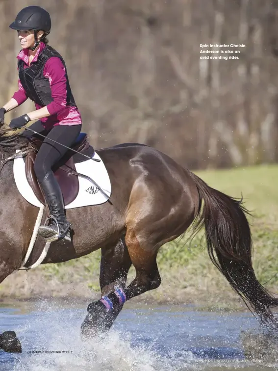  ?? EQUISPORT PHOTOS/WENDY WOOLEY ?? Spin instructor Chelsie Anderson is also an avid eventing rider.