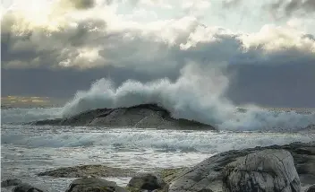  ??  ?? When there is an off shore storm passing, Bernice MacDonald leaves her home in Antigonish NS and heads to Tor Bay. That’s what she did last Saturday morning. She says the wind and waves were spectacula­r thanks to post tropical storm Michael!