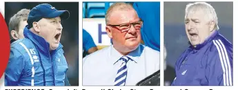  ??  ?? EXPERIENCE: From left, Russell Slade, Steve Evans and George Borg