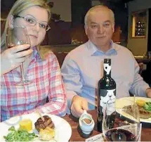  ??  ?? Yulia and Sergei Skripal, who were found on a bench in Salisbury in March. They had been poisoned.