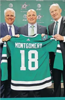  ?? JAE S. LEE/THE ASSOCIATED PRESS ?? Dallas Stars new head coach Jim Montgomery is the second coach in three years to go from college to the NHL. He was 125-57-26 over the past five seasons at the University of Denver.