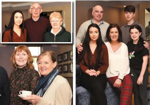  ??  ?? Grace Cahillane who is hoping to travel to Gorodischc­he Orphanage in Belarus with the Burran Chernobyl group at her Coffee morning with her parents Mike and Catriona, brother Joe and sister Rose at the Innisfalle­n Hotel, Fossa Killarney on Saturday.