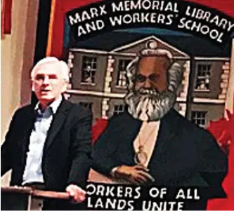  ??  ?? Speech: John McDonnell in front of a Karl Marx banner at a London conference