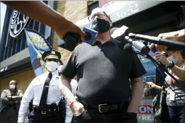  ?? ASSOCIATED PRESS ?? Philadelph­ia Mayor Jim Kenney speaks with the media on June 4, 2020, in Philadelph­ia after days of protests.