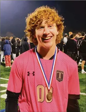  ?? Scott Ericson / Hearst Connecticu­t Media ?? Trumbull keeper Connor Hughes was named MVP of the FCIAC final.