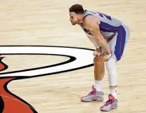  ?? Michael Reaves / Getty Images ?? Blake Griffin averaged 12.3 points, 5.2 rebounds and 3.9 assists in the 20 games he played with the Pistons this season.