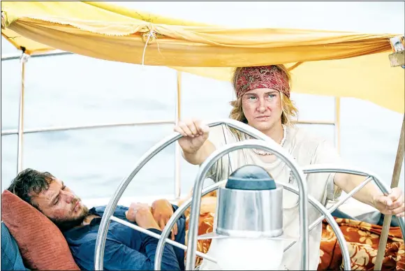  ?? (AP) ?? This image released by STXfilms shows Shailene Woodley (right), and Sam Claflin in a scene from ‘Adrift’.