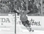  ?? MINAS PANAGIOTAK­IS/GETTY IMAGES ?? Fredrik Claesson of the Senators celebrates after Mike Hoffman scored the tiebreakin­g goal in the third period as Ottawa won Game 6. Claesson had an assist on the play.