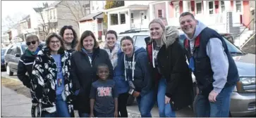  ?? SUBMITTED PHOTO ?? In this photo, Haneef Rains, first grade I’MPACT winner at Rupert Elementary School in Pottstown, is shown with teachers, following their visit to his home to congratula­te him.