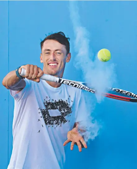  ?? Picture: ANNETTE DEW ?? John Millman plans on having a good time at the Brisbane Internatio­nal.