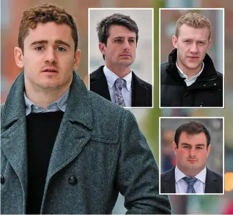  ?? Photos: Charles McQuillan/Getty Images ?? Clockwise from left: defendants Paddy Jackson, charged with one count of rape and one count of sexual misconduct; Blane McIlroy, charged with one count of exposure; Stuart Olding, charged with one count of rape; and Rory Harrison, charged with...