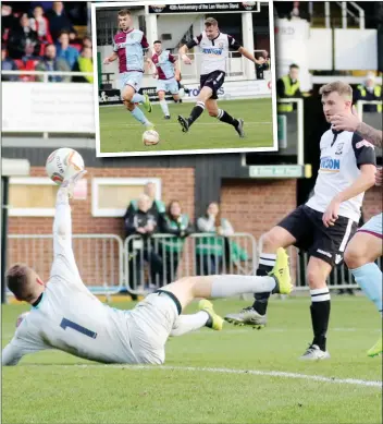  ?? PICTURE: Steven Niblett ?? HERO: John Mills chips home for his hat-trick and, inset, opens account