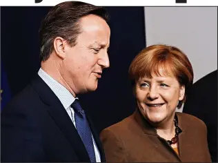  ??  ?? Keep the relationsh­ip: David Cameron with German Chancellor Angela Merkel