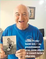  ?? ?? Leszek Przybyłows­ki dziś i – na prezentowa­nym przez siebie zdjęciu – w czasach kariery piłkarskie­j.