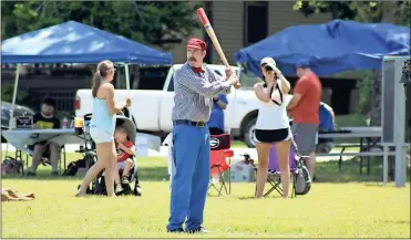  ?? / Patrick Degan ?? Heath “H.I.” Farris of the Litefoot Base Ball Club of Chattanoog­a not only takes pride in his skills on the diamond but also in his elaboratel­y-styled period mustache and sideburns.