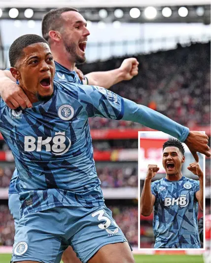  ?? ?? Villa goal stars Leon Bailey and Ollie Watkins, inset, stun the Gunners at The Emirates