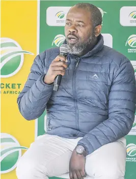  ?? Picture: Gallo Images ?? BIG FISH. CSA CEO Thabang Moroe during the CSA season launch at the Wanderers Club yesterday.